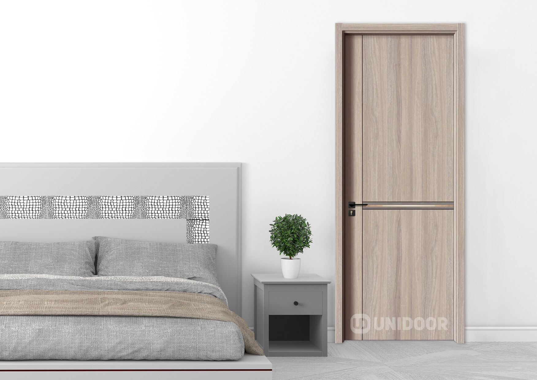 UNIDOOR-室內門-灰橡8028-interior-white-wall-bedroom-door